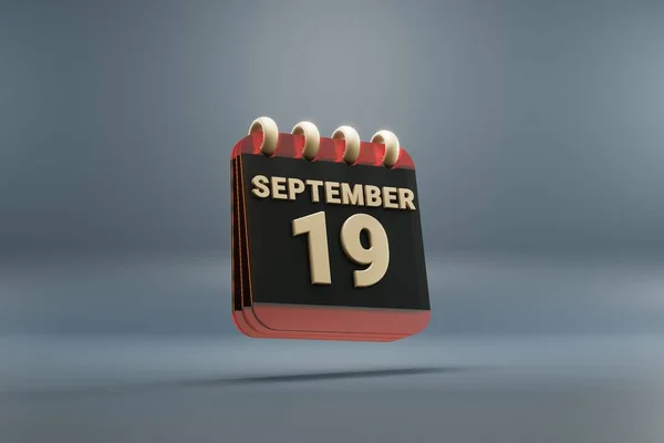 Μόνιμη Μαύρο Και Κόκκινο Μήνα Επενδεδυμένα Ημερολόγιο Γραφείο Ημερομηνία Σεπτεμβρίου — Φωτογραφία Αρχείου