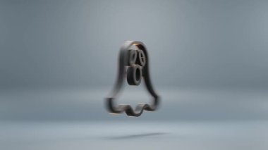 Beautiful abstract animation Halloween, black Ghost scares with orange light symbol on a blue background . 3d rendering illustration. Background pattern for design. Halloween day. Loops video.