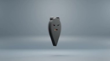 Beautiful abstract animation Halloween, black Ghost Devil with orange light symbol on a blue background . 3d rendering illustration. Background pattern for design. Halloween day. Loops video.