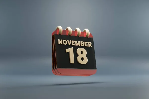 Черно Красный Календарь Датой Ноября Современный Дизайн Золотыми Элементами Рендеринг — стоковое фото
