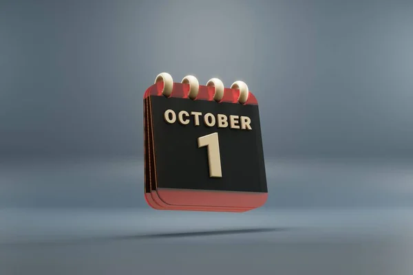 Standing Black Red Month Lined Desk Calendar Date October Modern — 图库照片