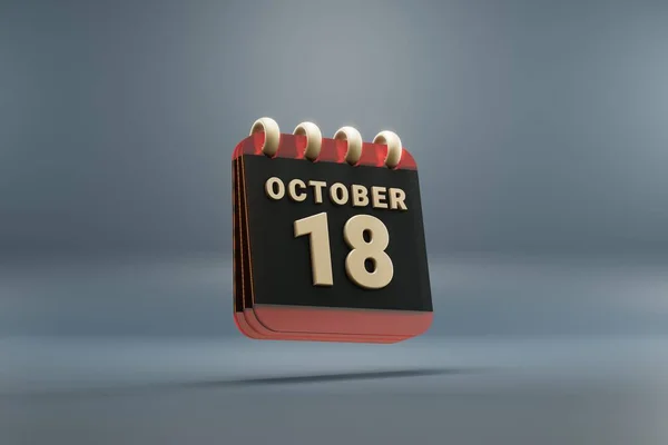 Standing Black Red Month Lined Desk Calendar Date October Modern — Foto Stock