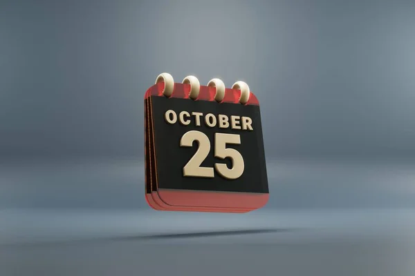 Черно Красный Календарь Датой Октября Современный Дизайн Золотыми Элементами Рендеринг — стоковое фото