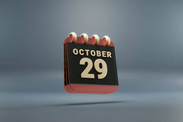 Standing Black Red Month Lined Desk Calendar Date October Modern — 스톡 사진