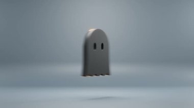 Beautiful abstract animation Halloween, black Ghost with orange light symbol on a blue background . 3d rendering illustration. Background pattern for design. Halloween day. Loops video.