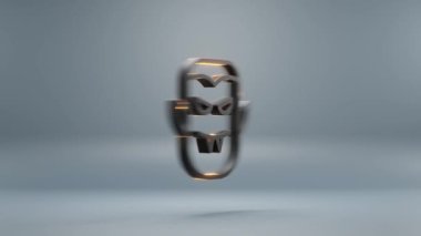 Beautiful abstract animation Halloween, black Vampier with orange light symbol on a blue background . 3d rendering illustration. Background pattern for design. Halloween day. Loops video.