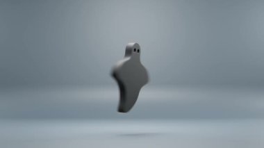 Beautiful abstract animation Halloween, black Ghost with orange light symbol on a blue background . 3d rendering illustration. Background pattern for design. Halloween day. Loops video.