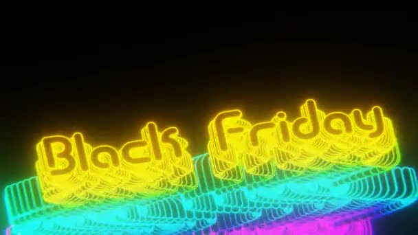 Beautiful Abstract Neon Background Words Black Friday Black Background Rendering — 비디오