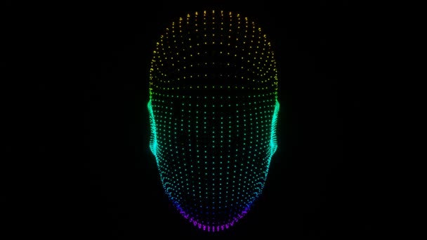 Beautiful Abstract Colourful Intelligence Face Scanner Animation Facial Recognition Background — Vídeo de stock