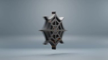 Beautiful abstract Halloween, black Web with orange light symbol on a blue background . 3d rendering illustration. Background pattern for design. Halloween day. loops video.