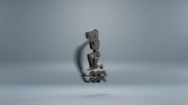 Güzel siyah zodyak işareti Kova burcu. Mavi arka planda sarı ışık sembolleri var. 3D tasvir. Tasarım için arkaplan modeli. Döngü videosu.