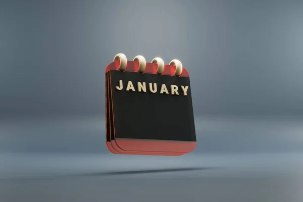 Standing Black Red Month Lined Desk Calendar Date January Modern — Photo