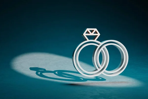 Beautiful Abstract Illustrations Wedding Rings Symbol Icon Dark Blue Background — Fotografia de Stock