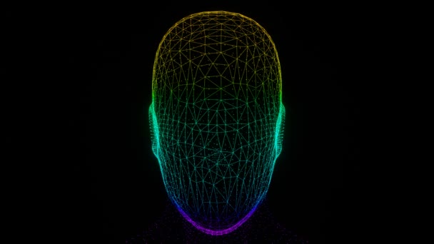 Beau Scanner Facial Abstrait Coloré Intelligence Reconnaissance Faciale Modèle Fond — Video