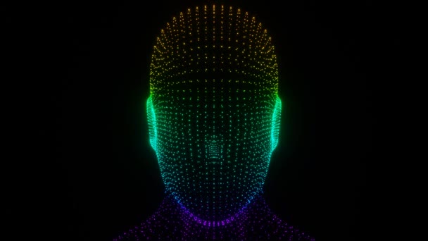 Hermoso Escáner Facial Inteligencia Colorido Abstracto Reconocimiento Facial Patrón Fondo — Vídeos de Stock