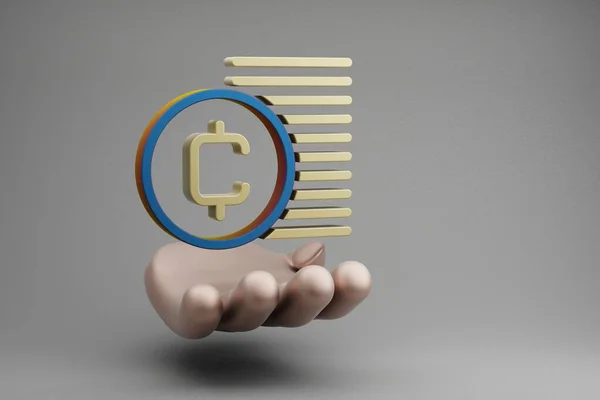 Belles Illustrations Abstraites Golden Hand Holding Cryptocurrency Coin Enregistrer Icône — Photo