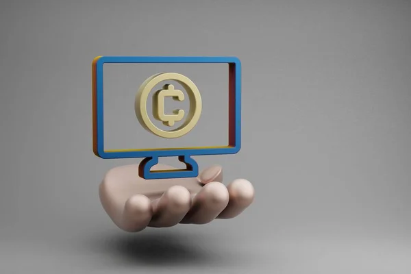 Gyönyörű Absztrakt Illusztrációk Golden Hand Holding Cryptocurrency Token Szimbólum Ikon — Stock Fotó