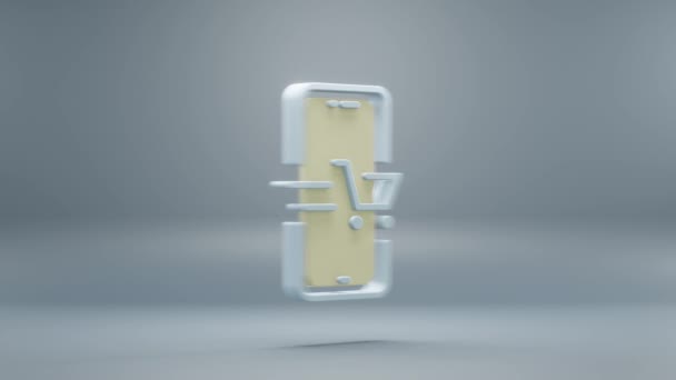 Hermoso Smartphone Abstracto Con Iconos Símbolo Luz Amarilla Sobre Fondo — Vídeo de stock