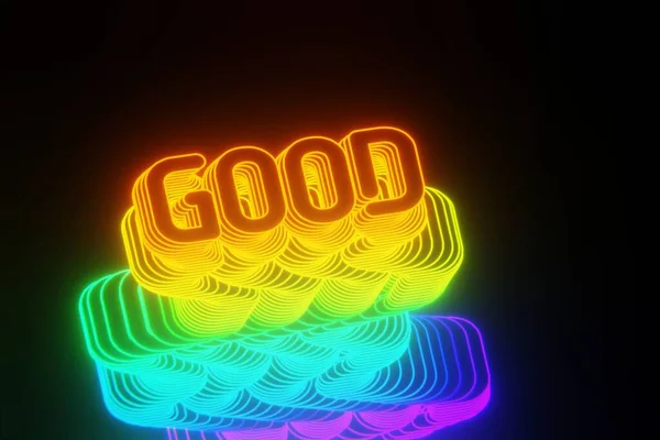 Güzel Soyut Neon Arka Plan Kelimeleri Siyah Arkaplanda Iyi Durur — Stok fotoğraf