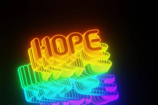 Güzel Soyut Neon Arka Plan Sözcükleri Siyah Arkaplanda Umut Tasarım — Stok fotoğraf