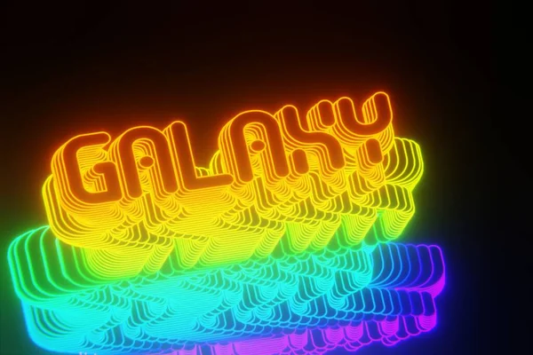 Siyah Bir Arkaplanda Güzel Soyut Neon Arka Plan Kelimeleri Galaxy — Stok fotoğraf