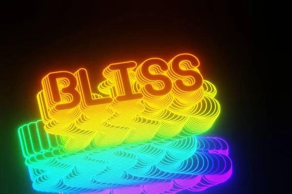 Güzel Soyut Neon Arka Plan Kelimeleri Siyah Arka Planda Bliss — Stok fotoğraf