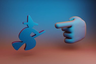 Güzel çizimler soyut El işaret parmağı çok renkli parlak bir arkaplanda hangi sembol simgesini gösterdiğini gösteriyor. 3D tasvir. Tasarım için arkaplan deseni.