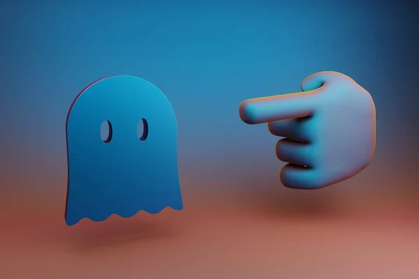Vackra Illustrationer Abstrakt Hand Pekfinger Pekar Halloween Spöksymbol Ikon Flerfärgad — Stockfoto