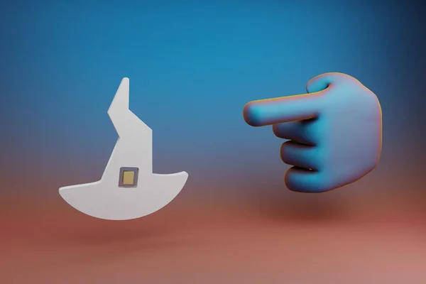 Schöne Illustrationen Abstrakte Hand Zeigefinger Zeigt Auf Welches Hut Symbol — Stockfoto