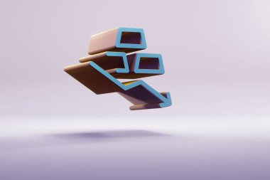 Güzel bir illüstrasyon Mavi Altın Fiyat oku parlak pembe arka planda sembol simgeleri. 3D tasvir. Tasarım için arkaplan deseni.