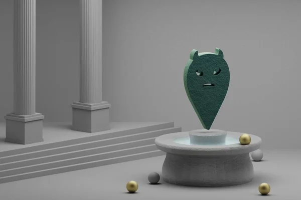 Schöne Abstrakte Illustrationen Grüner Teufel Symbol Symbol Auf Einem Brunnen — Stockfoto