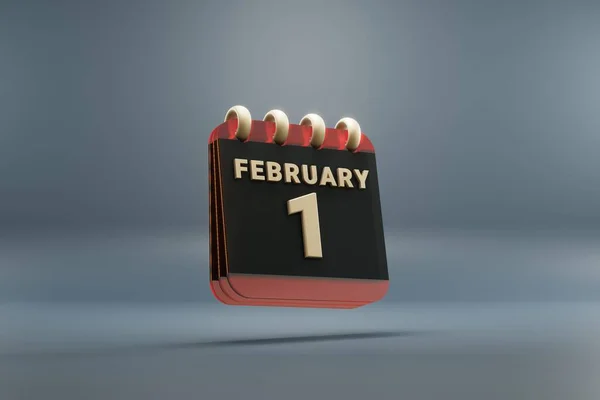 Standing Black Red Month Lined Desk Calendar Date February Modern — стокове фото