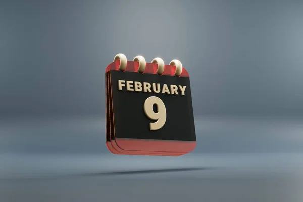 Standing Black Red Month Lined Desk Calendar Date February Modern — Stok fotoğraf