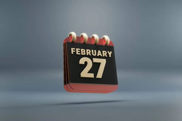 Standing Black Red Month Lined Desk Calendar Date February Modern — Stockfoto