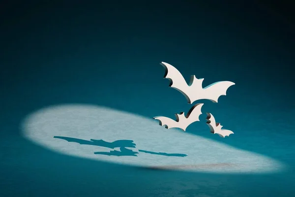 Красивые Абстрактные Иллюстрации Хэллоуин Летучих Мышей Символ Значок Темно Синем — стоковое фото