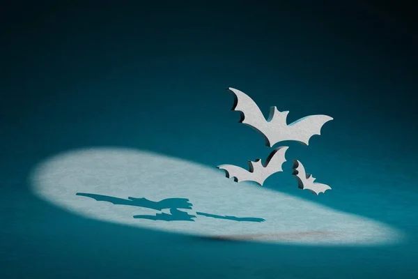 Красивые Абстрактные Иллюстрации Хэллоуин Летучих Мышей Символ Значок Темно Синем — стоковое фото