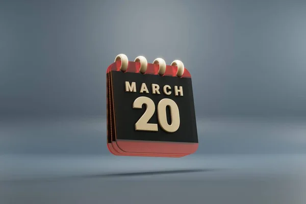 Standing Black Red Month Lined Desk Calendar Date March Modern — Zdjęcie stockowe
