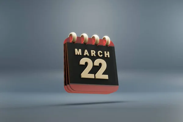Standing Black Red Month Lined Desk Calendar Date March Modern — ストック写真