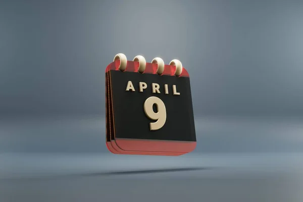 Standing Black Red Month Lined Desk Calendar Date April Modern —  Fotos de Stock