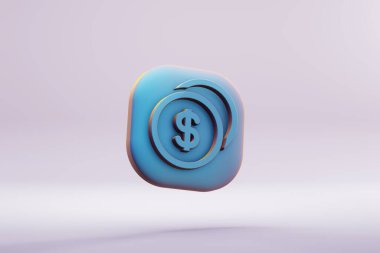 Beautiful illustration  blue Coins symbol icons on a bright pink  background. 3d rendering illustration. Background pattern for design.	