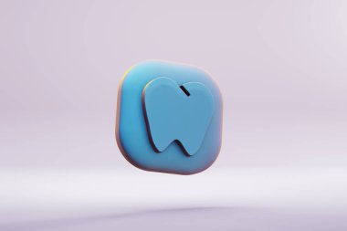 Beautiful illustration healthy  blue Tooth symbol icons on a bright pink  background. 3d rendering illustration. Background pattern for design.	