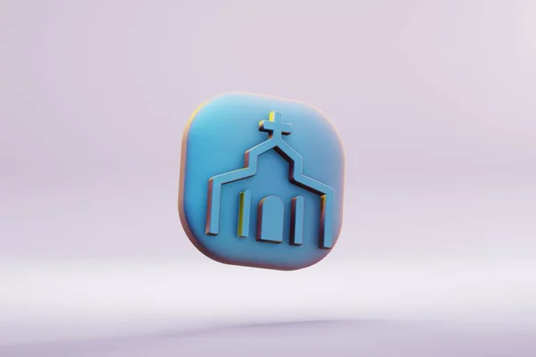 Beautiful Illustration Healthy Blue Church Symbol Icons Bright Pink Background — Stok fotoğraf