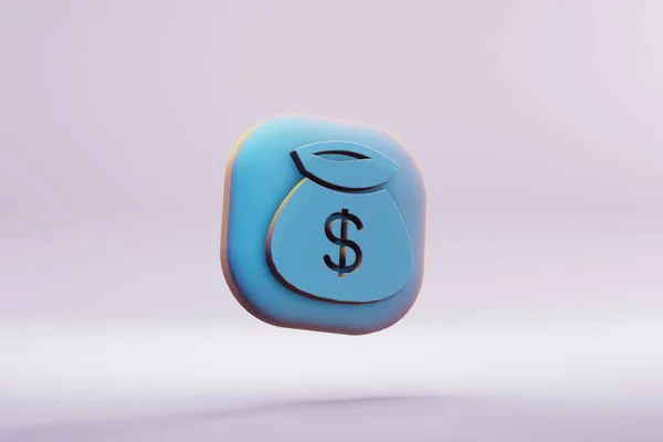 Beautiful Illustration Blue Money Bag Symbol Icons Bright Pink Background — Stock Photo, Image