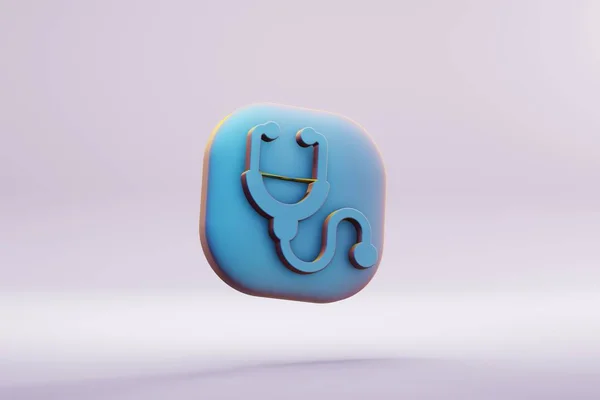 Beautiful Illustration Healthy Blue Stethoscope Symbol Icons Bright Pink Background — Stockfoto