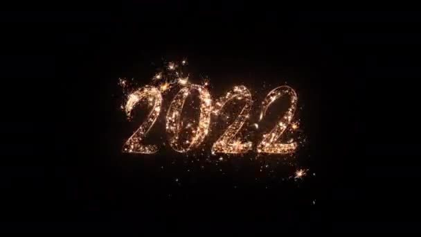 2022 Bonne Année Texte Salutation Avec Des Particules Des Étincelles — Video