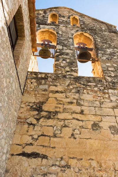 Old chapel bells in Castellet near Foix dam at Barcelona, Spain — Stock Photo, Image