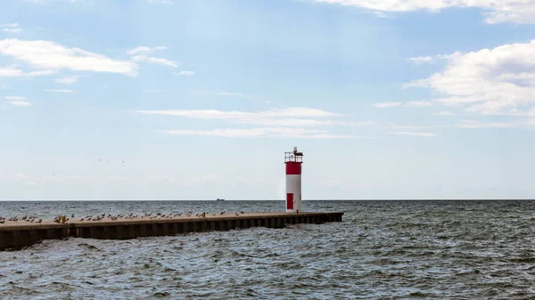 Licht Aan Ingang Van Haven Van Port Dover Aan Het — Stockfoto