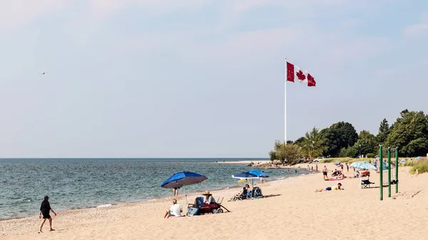 Southampton Ontario Augusti 2021 Människor Vid Stranden Vid Sjön Huron — Stockfoto