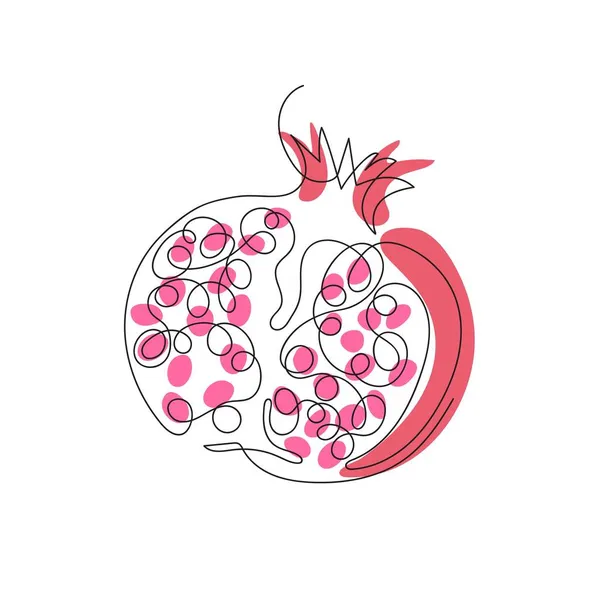 Imagen vectorial de una fruta de granada. Dibujo de una línea. — Archivo Imágenes Vectoriales