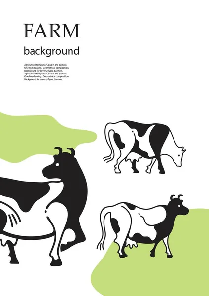 Cows in the pasture. Sample brochure. Agricultural background. — Stockvektor